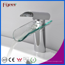 Robinet de mélangeur d&#39;eau de robinet de lavage de bassin de poignée et de trou unique de cascade de verre de Fyeer